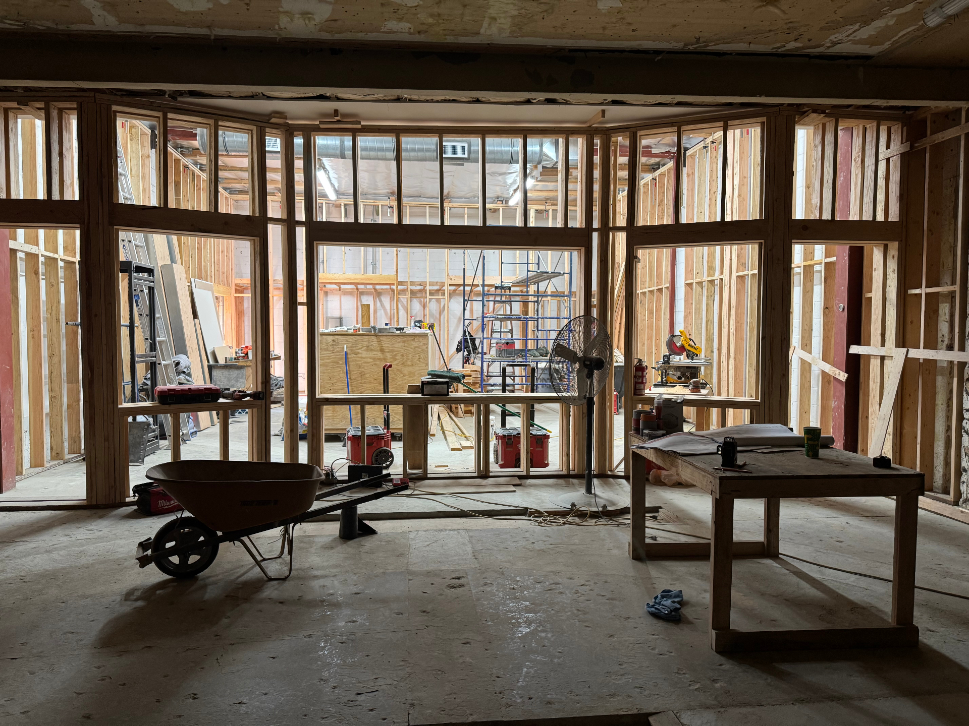 Framing during Glenwood Studio B rebuild