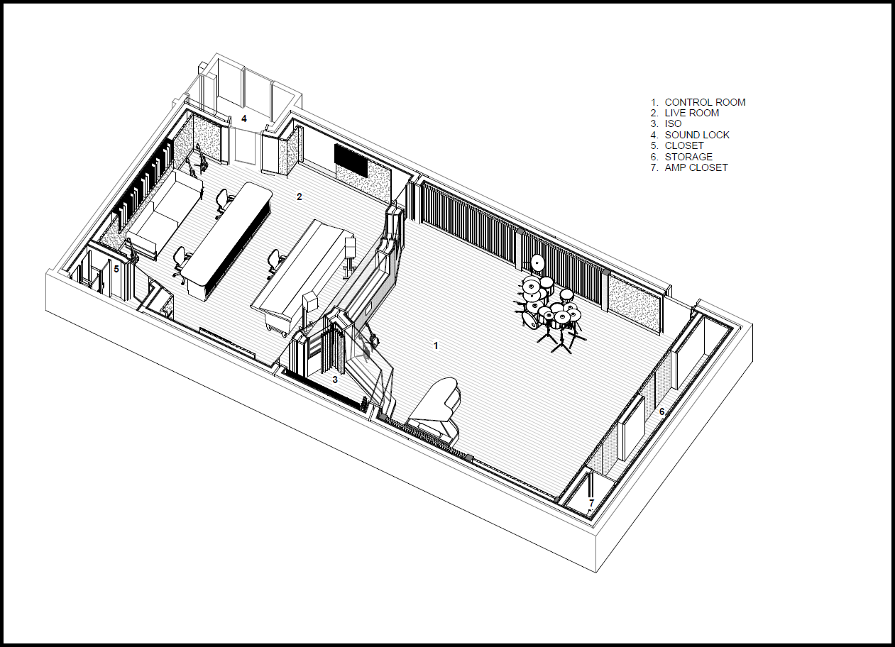 Glenwood Place Studio B axonometric drawing by Criterion Acoustics